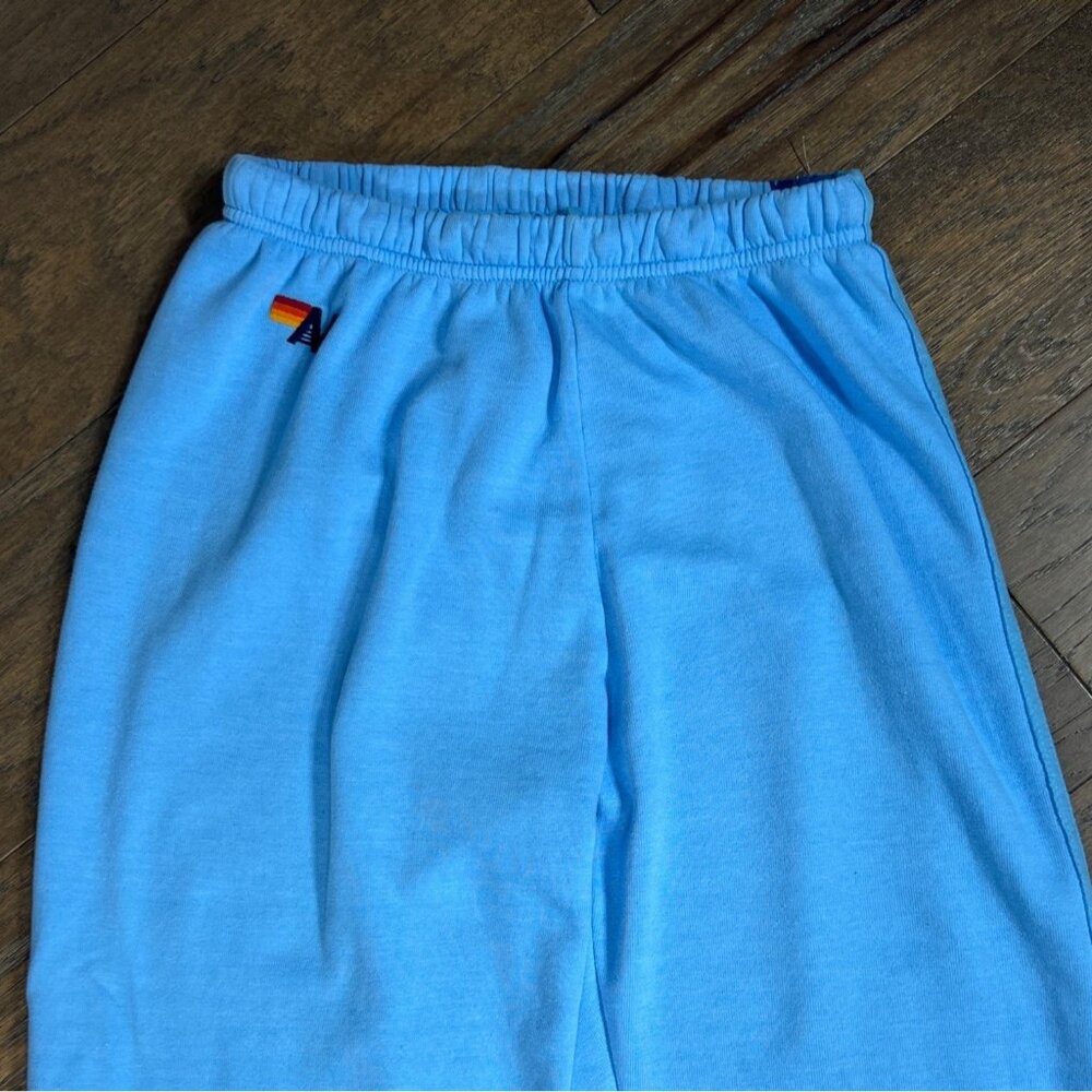 AVIATOR NATION Ladies Five Stripe Sweatpants in Sky Blue Sz M NWOT - Picture 2 of 6